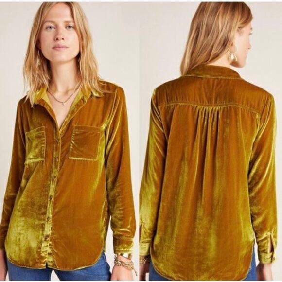 Anthropologie Maeve Karina Velvet Blouse, Size 6 - Picture 7 of 7